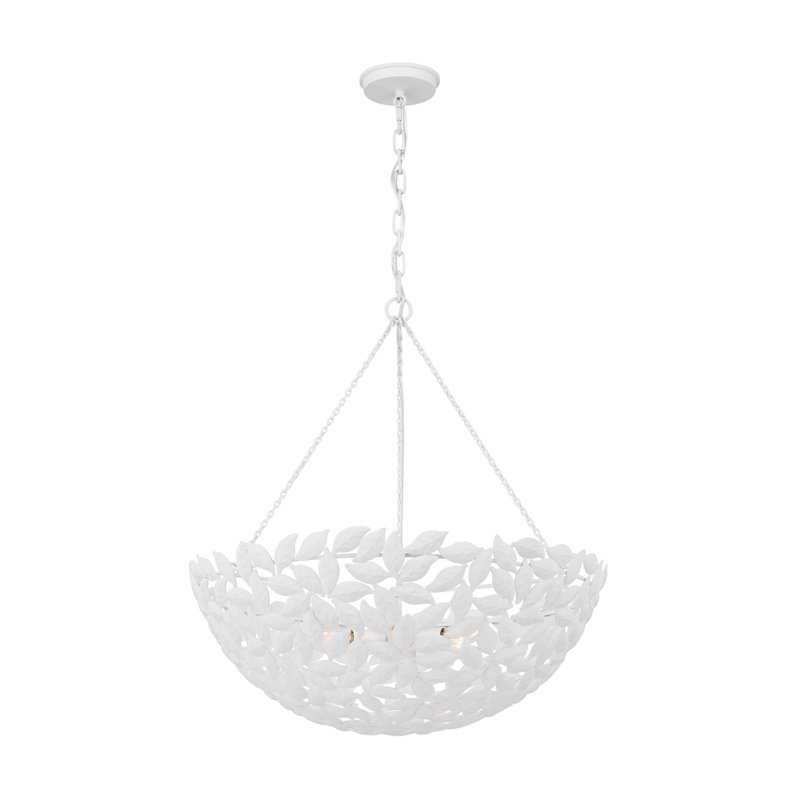 Luminaire suspendu bol 6 lumières Brierley, Blanc texturé