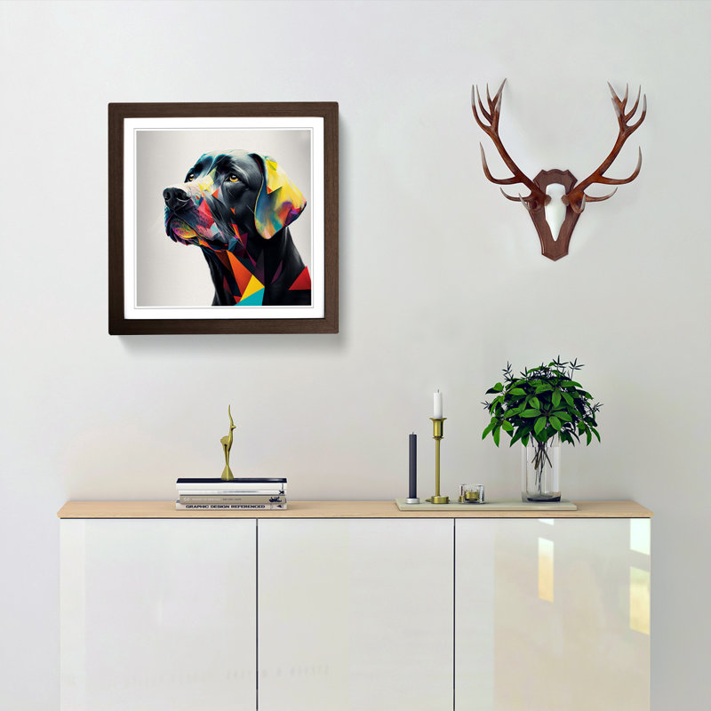 Labrador Retriever Bauhaus - Single Picture Frame Print on Wood, Walnut