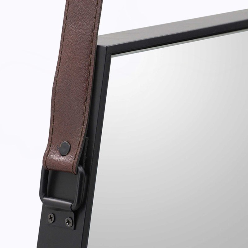 Wall Mirror with Hanging Leather Strap