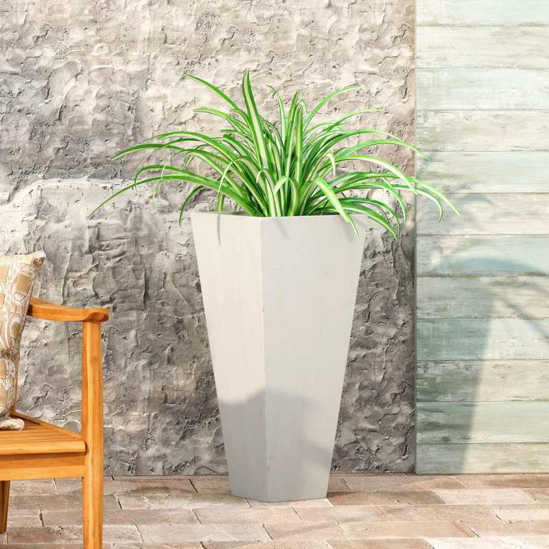 Petit pot à fleurs 13 po Mgo, H 28,5 po x l 13 po x P 13 po, Matte White