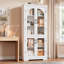 70 po - Armoire de rangement pour garde-manger 70 po - Présentoir moderne avec 4 portes en verre arquées et tablettes réglables, organisateurs de placard polyvalents pour la cuisine, la salle à manger, le salon, blanc-322208114
