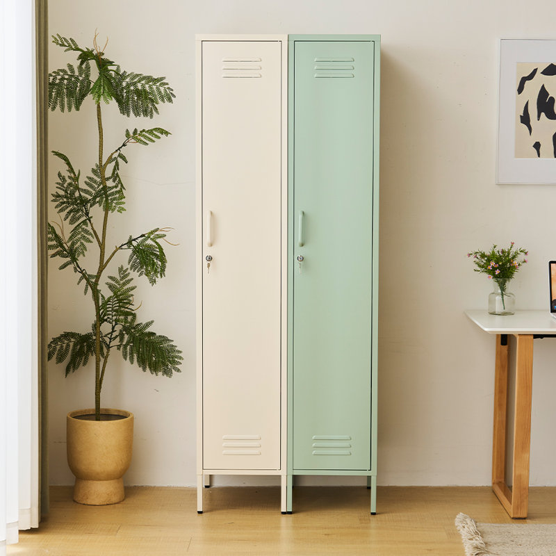 Striegel Steel Single Door Storage Cabinet, Cream;Sage Green