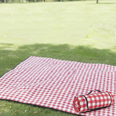 80''X80'' Extra Large Picnic Blanket - Washable Waterproof Foldable Mat For Spring Summer Beach & Grass (Yellow White)