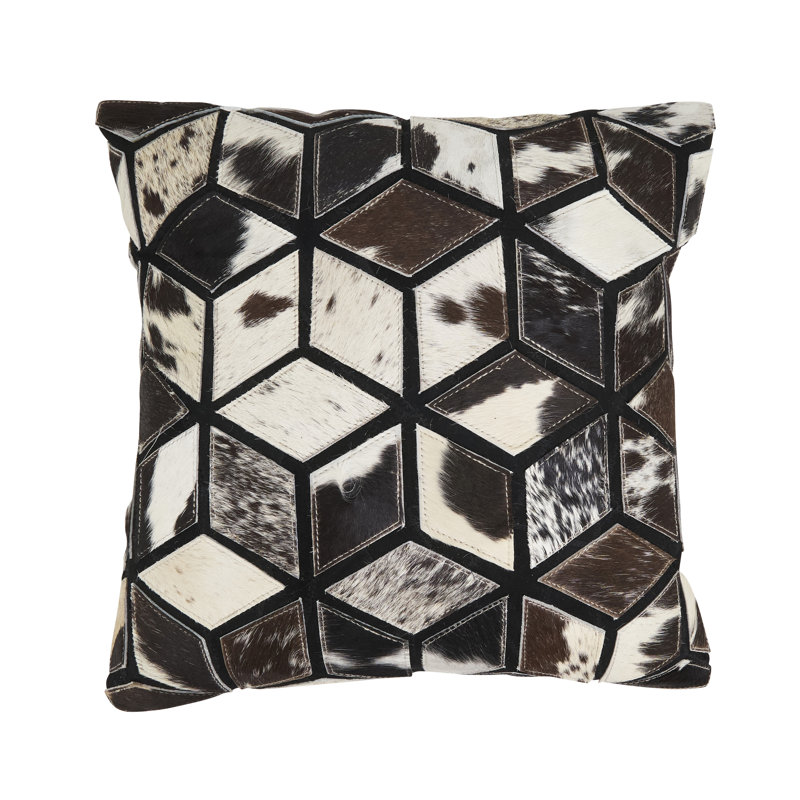 Coussin en cuir Diamond, Noir, Sans insert
