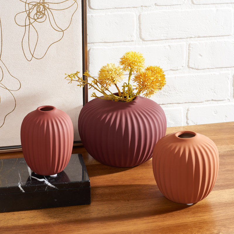 Handmade Ceramic Table Vase, Amaranth/Dark Orange/Orange