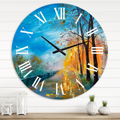 Evening On Autumn Road - Horloge murale traditionnelle