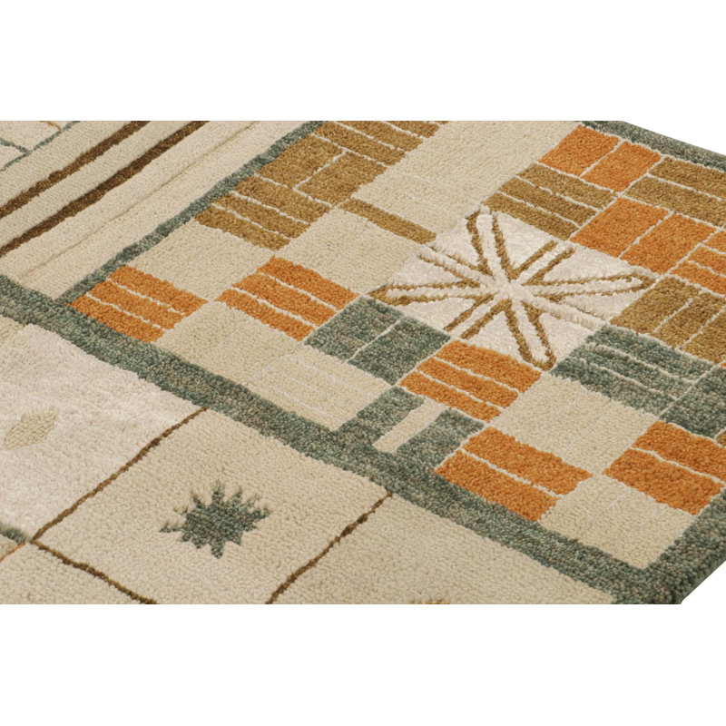 Hand Knotted Wool Geometric Area Rug in Polychromatic, Rectangle 10' x 14'