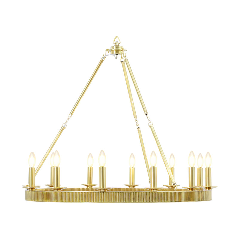 TA Illuminations Brass Classic / Traditional Chandelier, 12 Lights, Polished Brass, 30.25" H x 36" W x 36" D