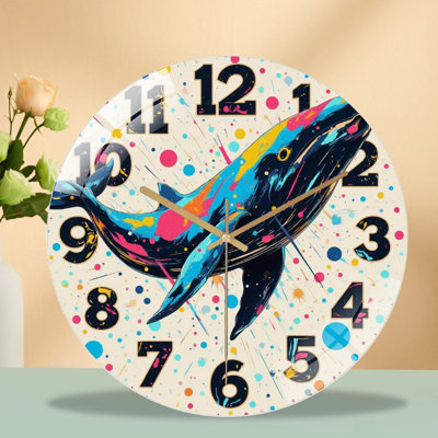 Horloge murale colorée baleine 12 po