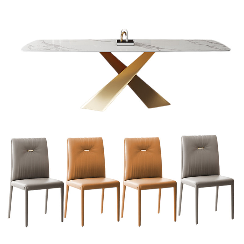 Italian style luxury rectangular dining table sets, 29.5"H x 70.9"L x 35.4"W