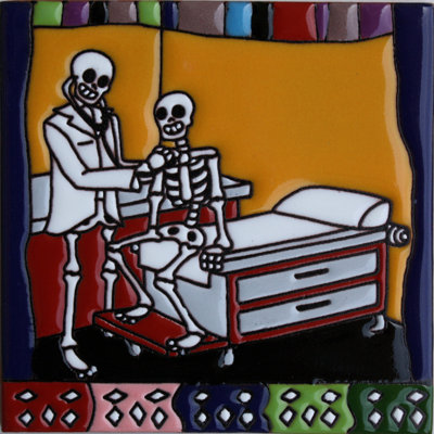 TalaMex Doctor visite. Carreau d'argile Day-Of-The-Dead