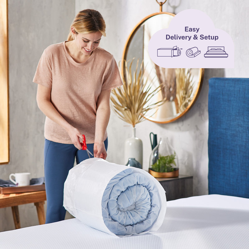 Sleep Innovations Cooling Comfort Gel Memory Foam Dual Layer Mattress Topper, 4 Inch, Pillow Top Cover, Full