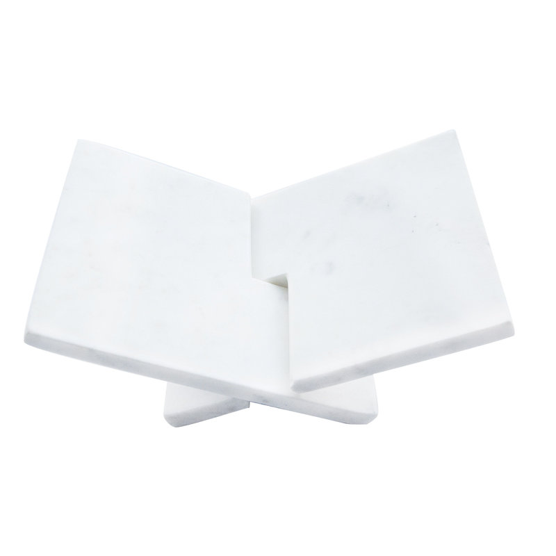 Porte-livre décoratif en marbre Noya, Blanc