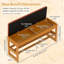 Banc à chaussures à 2 niveaux avec rangement rabattable - Banc d'entrée en bois d'hévéa, siège rembourré et compartiment caché, brun / beige naturel-169538144