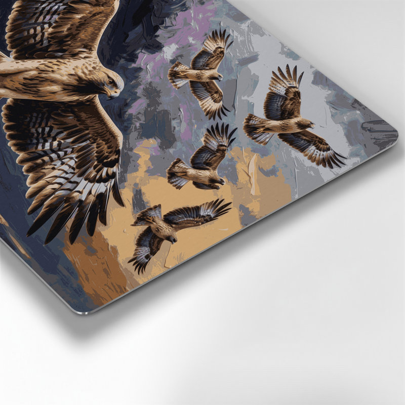 Art mural en métal oiseaux, buse commune mauve, H 11 po x l 14 po