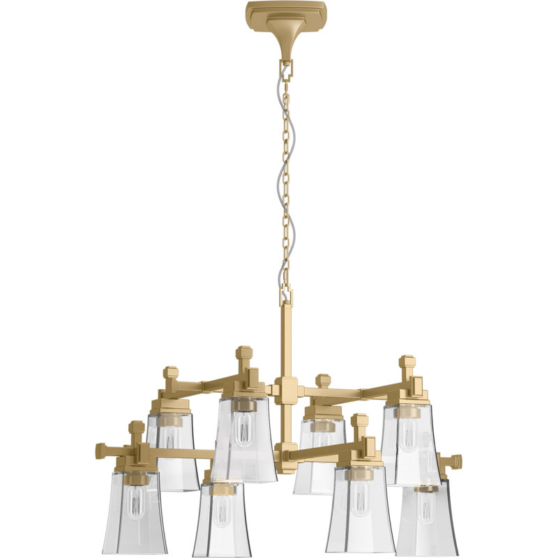 Riff 35 in. Eight-Light Chandelier, Brushed Moderne