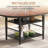 Extendable 47"–63" Round Dining Table Set with Storage Shelf, Walnut Solid Wood Top & Metal Base, Includes 4 Upholstered Chairs-2000094722