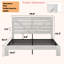 Structure de lit plateforme très grand avec rangement pour tête de lit - Style industriel blanc et noir, support silencieux, assemblage facile, aucun sommier tapissier requis-1446302645-1446693462