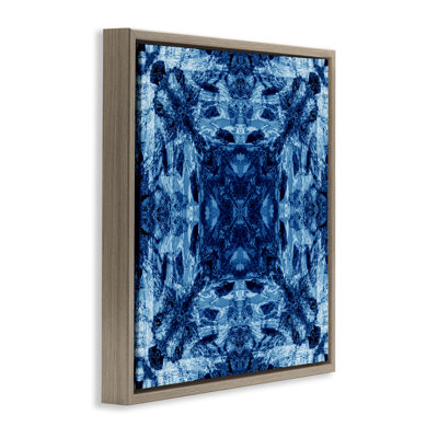 Blue Tie Dye Symmetry Floating Frame Art by El Perkin
