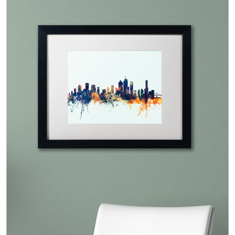 « brisbane horizon blue », reproduction d’impression sur toile encadrée, H 11 po x l 14 po x P 0,5 po