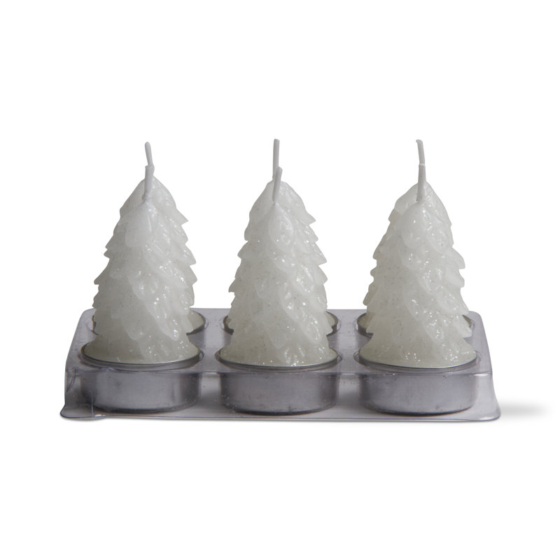 Spruce Tealight Candles Set/6, White, 2.25" H x 1" W x 1.78" D