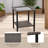 Outdoor Patio Brown PE Wicker Square Side Table with Built-in Glass & Shelf Storage