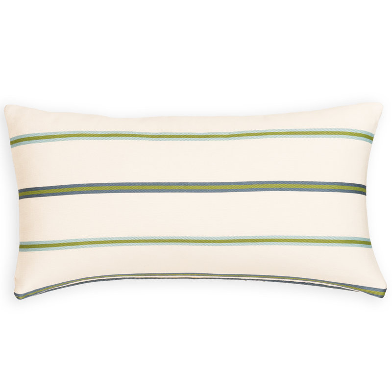 Maurine Striped Reversible Throw Pillow, Blue, Rectangle 12"H x 21"W