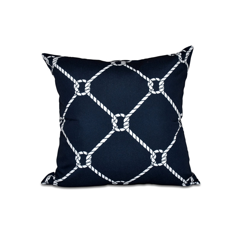 Nautical Nights Geometric Reversible Throw Pillow, Navy Blue, 18" H x 18" W
