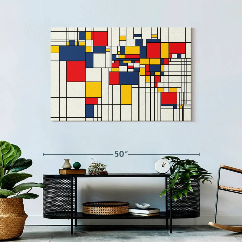 Avery Abstract Squares World Map, 30" H x 45" W
