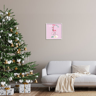 «Lit Holidays» Sassy Festive Flamingo Pink Pois à pois noir, art numérique par estampe numérique par Sharon Lee
