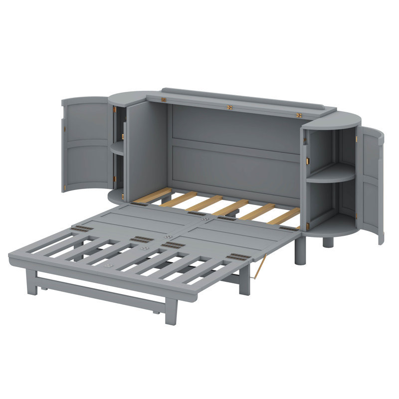 Plateforme moderne pliable avec motif tissé, Gris, Grand