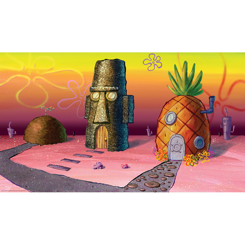 Murale pelez et collez rose SpongeBob SquarePants