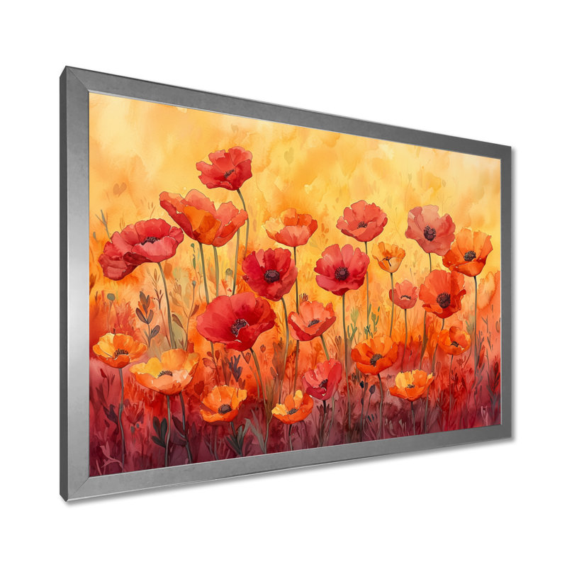 Ikaia - Floral Wall Art, Single Picture Framed Print, Silver, 30" H x 40" W