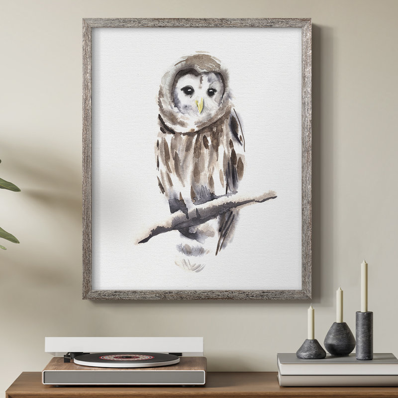 «Barred Owl Impressions I», reproduction encadrée - bois massif, H 11 po x l 9 po