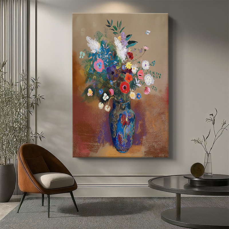 Bouquet de fleurs sur toile tendue par Odilon Redon, 32 x 48
