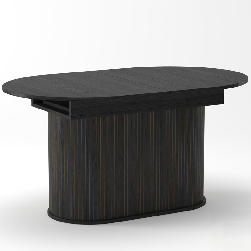 Extendable Arc Dining Table, Adjustable 55.11"-70.86" Kitchen Table for 4-6 People, Black
