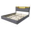 Velvet Storage Bed with 4 Drawers, Tufted Headboard with RGB LED & Charging Station, Beige/Grey, EU Double & King Size 140/160x200cm-1704104608-1704104609