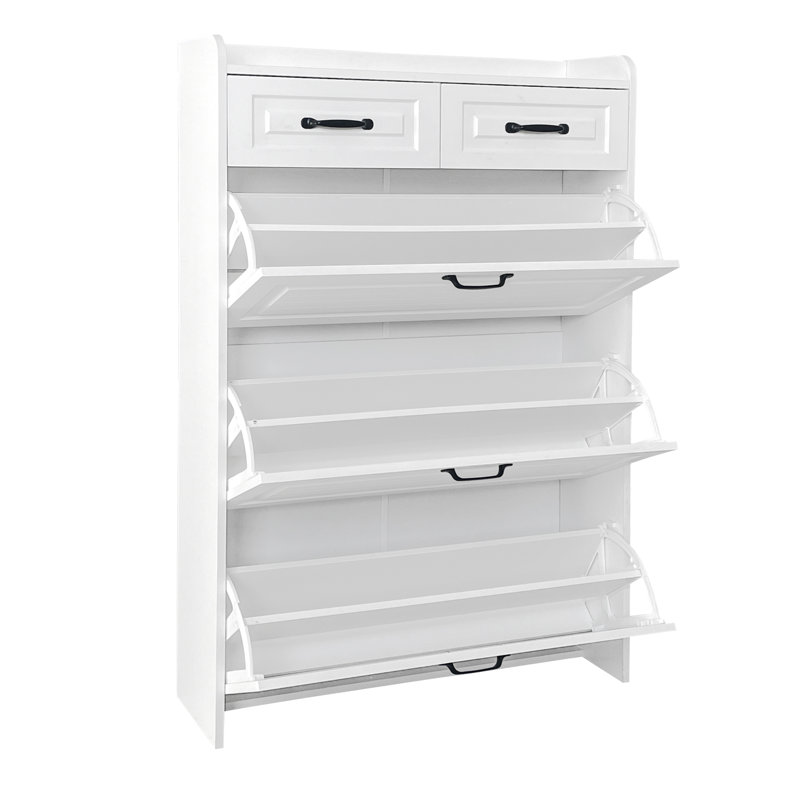 12 Pair Flip Down Shoe Storage, White