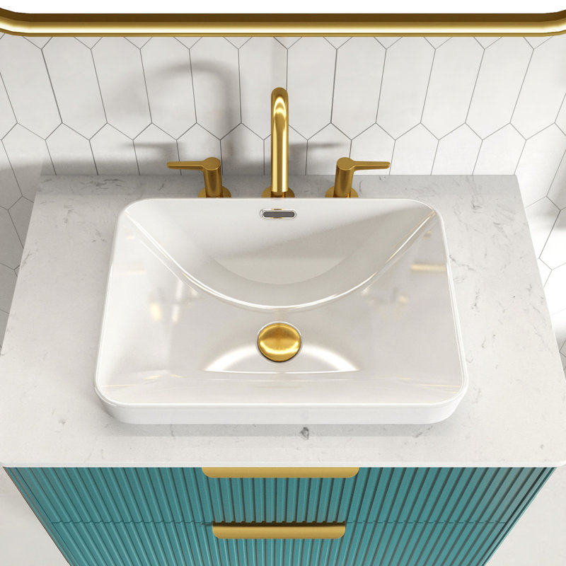 Exquisite Glossy White Ceramic Sink With Integrated Design, 17.69 In Deep, Scratch - , Modern Clutter Countertop Undermount Sink, 6.75 High, Non Porous, Safe Rounded Corners