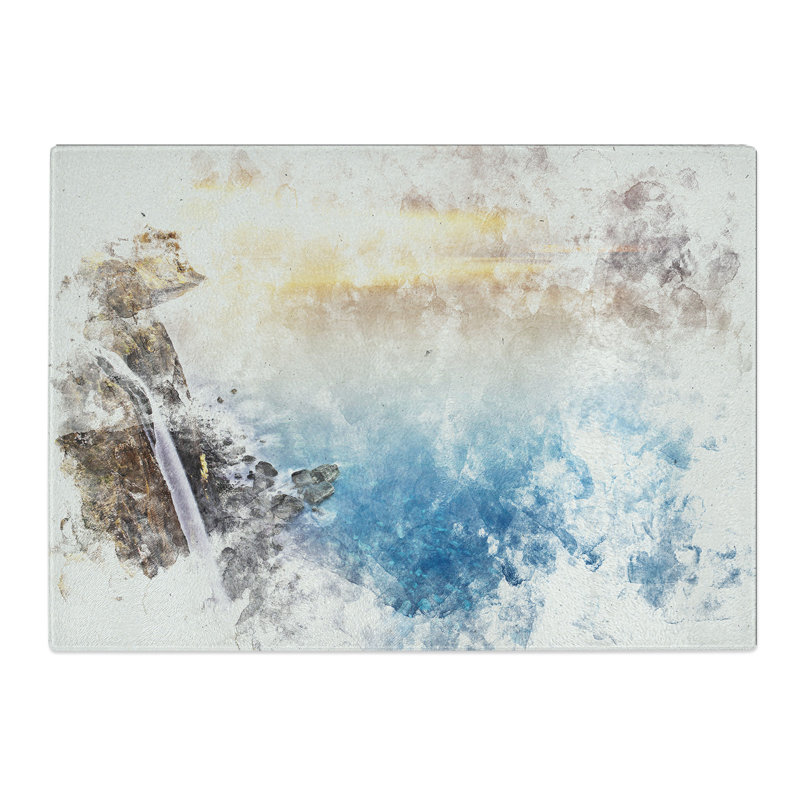 Tempered Glass Waterfall in the Isle of Skye Watercolour Chopping Board, 20 cm x 28.5 cm