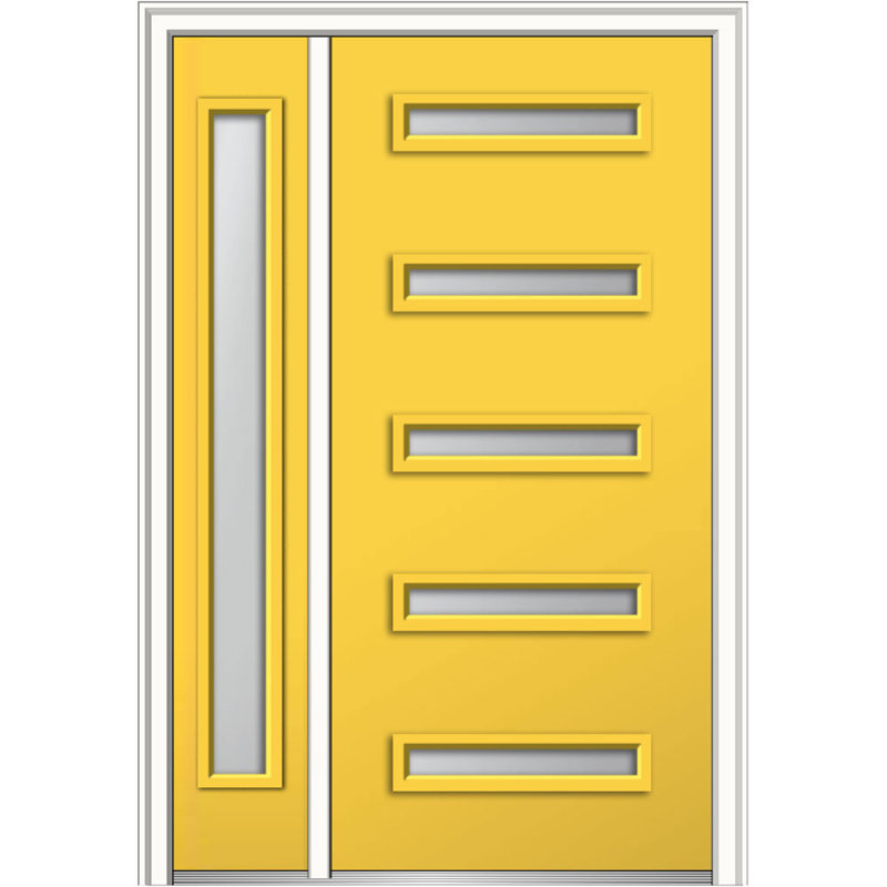 Porte d'entrée pré-suspendue en acier Spotlight, Côté gauche, H 50 po x l 80 po x P 1,75 po, Noir