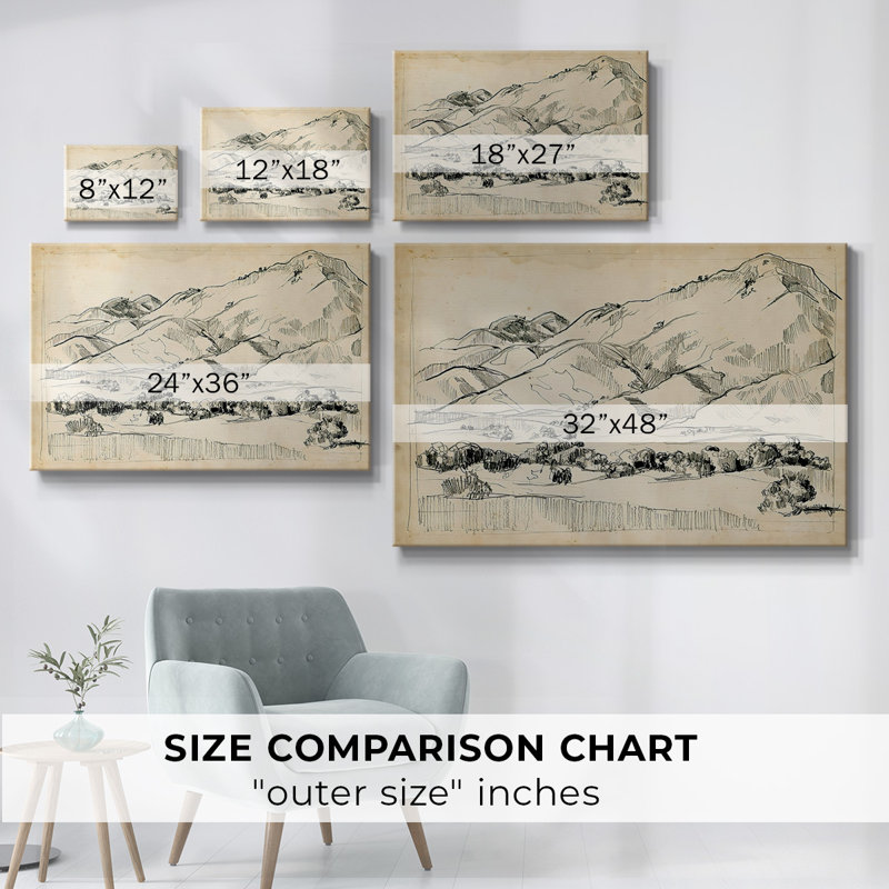 Mountain Sketch I-Gallery Wrapped Canvas, H 12 po x l 18 po