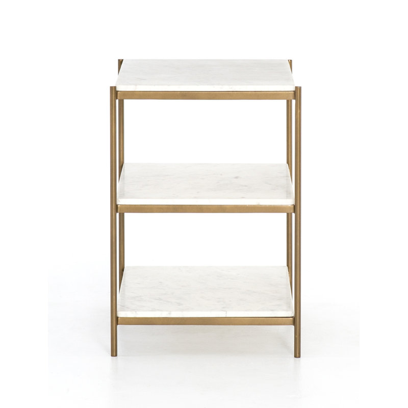 Feltault Nightstand, Antique Brass/White