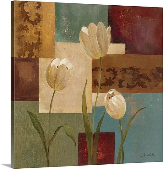 « rétro floral ii » par silvia vassileva,, reproduction d’art sur toile, H 20 po x l 20 po x P 1,25 po