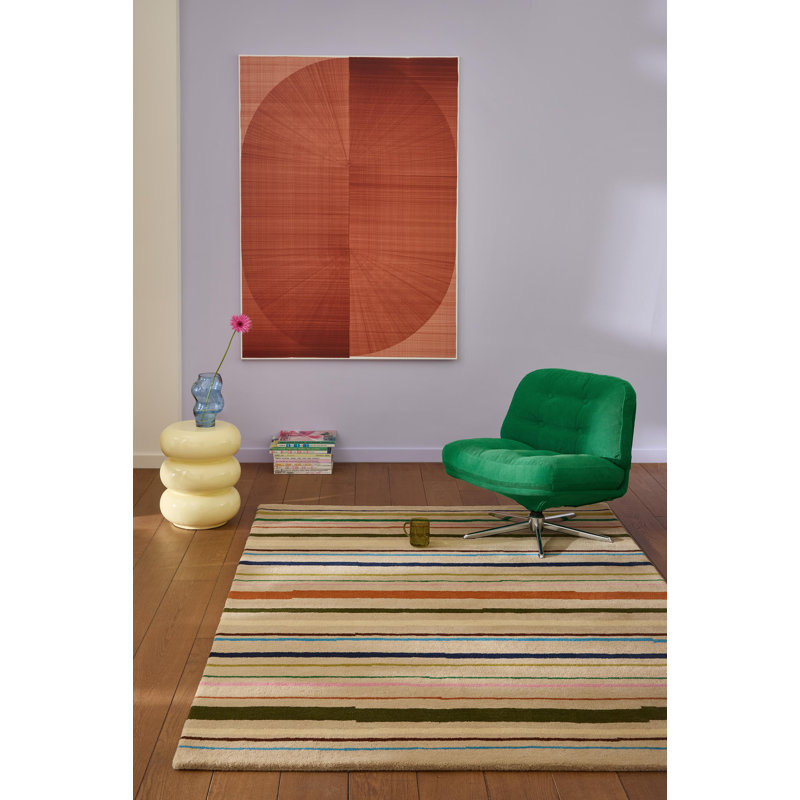 Hand Tufted Wool Striped Area Rug, Rectangle 8'2" x 11'6"