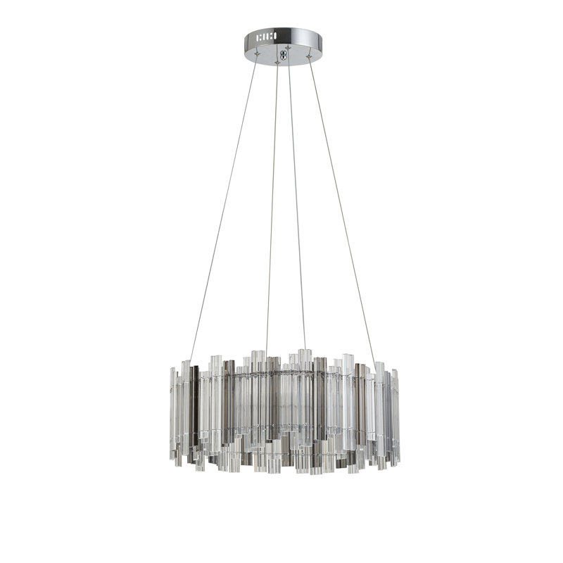 1-Light Chrome LED Pendant With Clear And Smoke Glass Accents