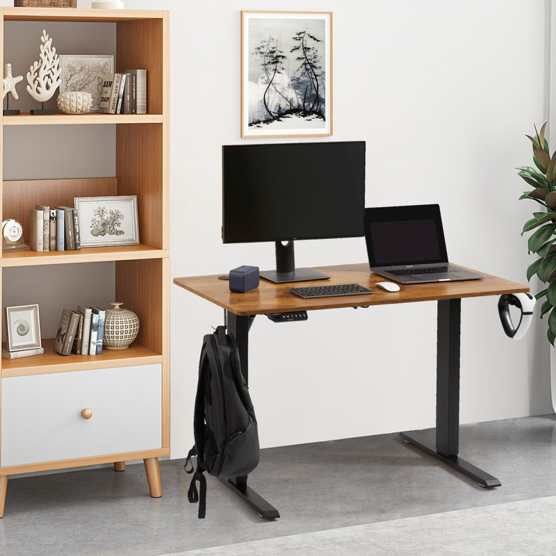 Lamin Adjustable Metal Base Standing Desk, 45.1" H x 55.1" W x 27.6" D