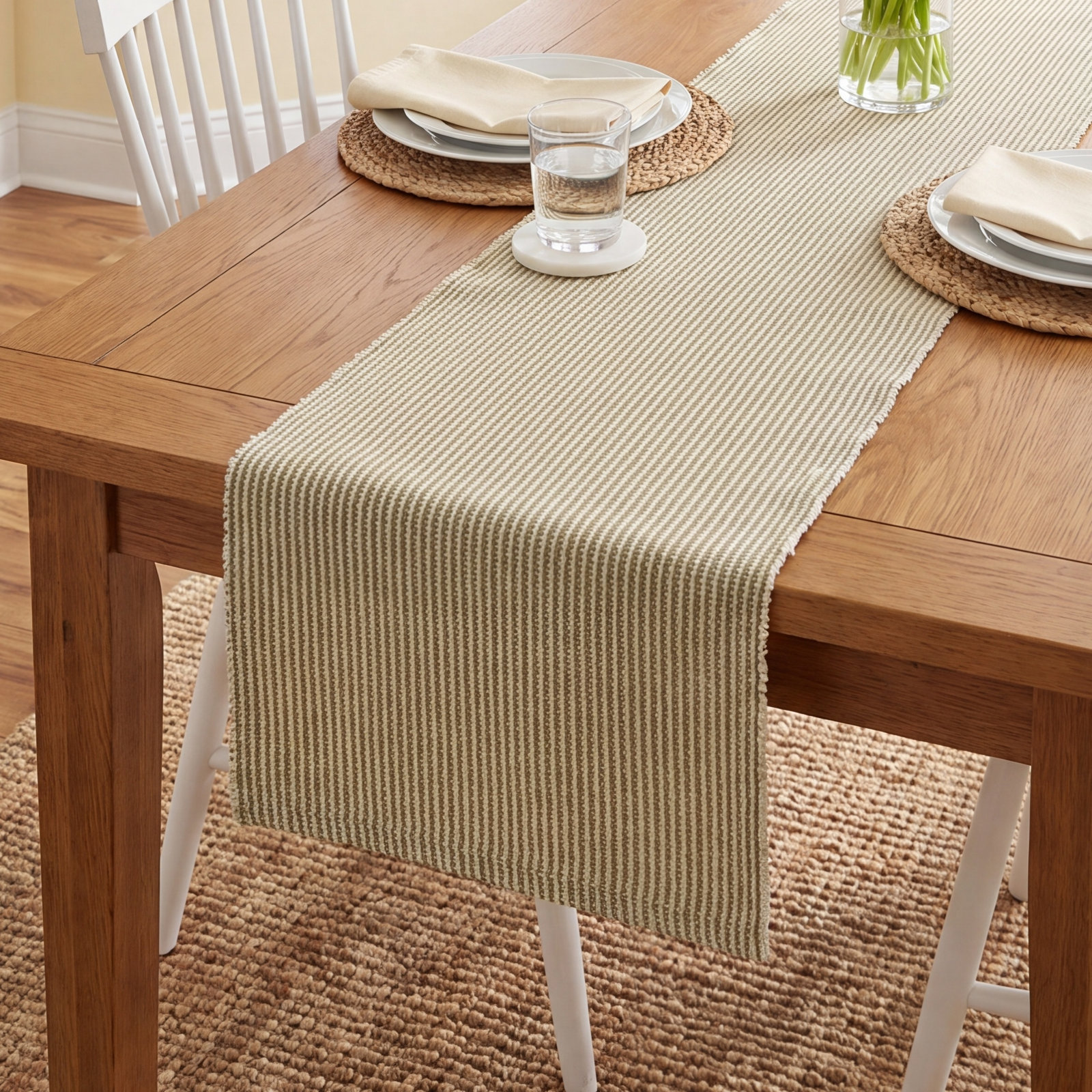 Gilmour 13" Cotton Table Runner, Green