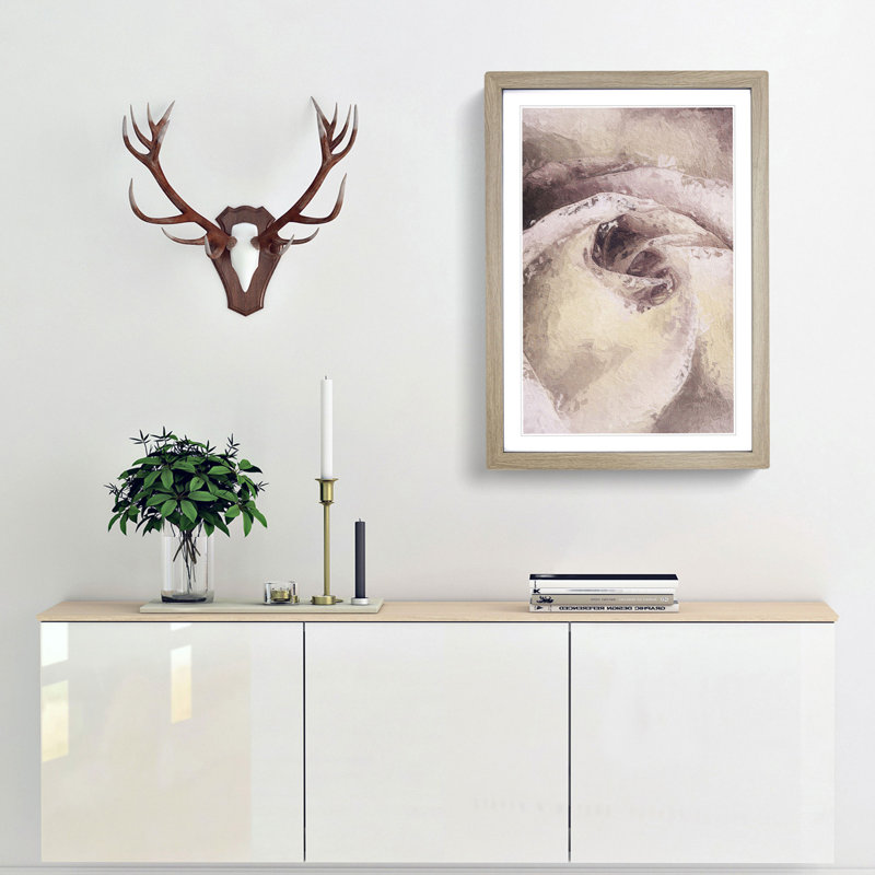 Pale Pink Rose - Framed Print, 65cm H x 48cm W x 2cm D, Oak Framed