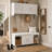 2-Piece Mudroom Storage Set With 3-Door Wall Cabinet, Hanging Rod, And 2-Door Storage Bench With Open Cubbies-415379518